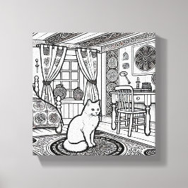 Impressão Em Tela Gato Negrito e Fácil #43