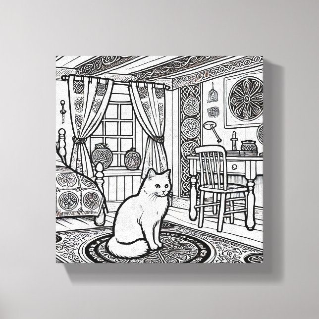 Impressão Em Tela Gato Negrito e Fácil #43 (Frente)