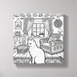 Impressão Em Tela Gato Negrito e Fácil #46