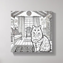 Impressão Em Tela Gato Negrito e Fácil #47