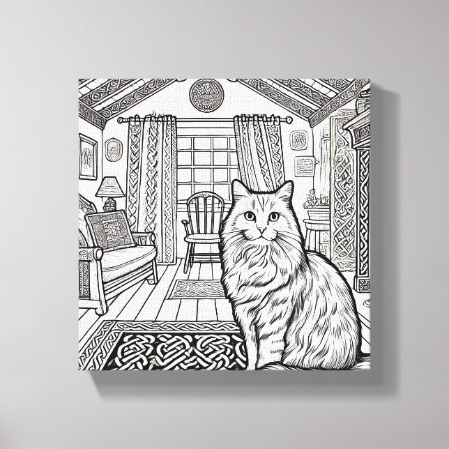 Impressão Em Tela Gato Negrito e Fácil #47 (Frente)