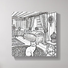 Impressão Em Tela Gato Negrito e Fácil #50