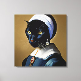 Impressão Em Tela Gato Negro em um Ouriço de Pérolas