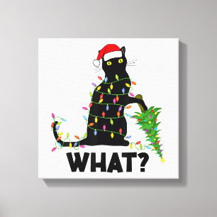 Impressão Em Tela Gato Negro Engraçado Puxando Árvore De Natal Por C
