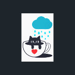 Impressão Em Tela Gato Negro Triste e Triste na Chuva de Mug, Nuvem<br><div class="desc">Triste Gato Negro em Nuvem de Chuva Vermelha Coração Vermelha Sua Tela Imprime Muito oh esta pequena cara quer que você o leve para casa ou o dê a um amante de gato que cuidará dele :)</div>