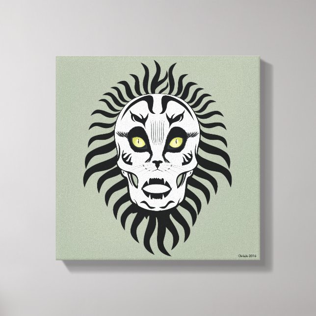 Impressão Em Tela Gato Parecido Crânio Projetado Arte Original (Frente)