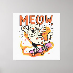 Impressão Em Tela Gato Patinando Meow