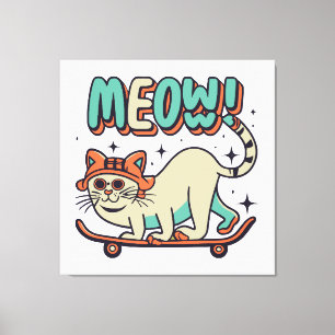 Impressão Em Tela Gato Patinando Meow