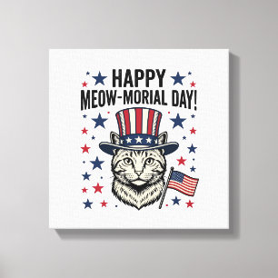 Impressão Em Tela Gato Patriótico Dia Meow-morial Vintage Vector Des