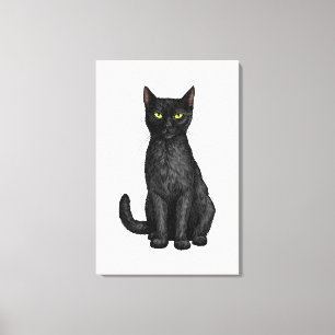 Impressão Em Tela Gato preto