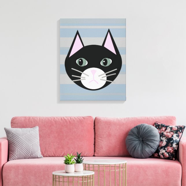 Impressão Em Tela Gato Preto, Stripes (Insitu(Sala de estar))