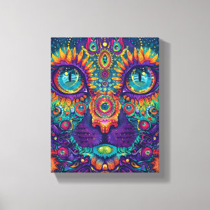 Impressão Em Tela Gato Psicodélico