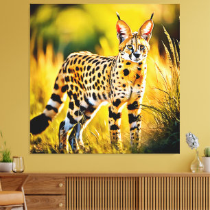 Impressão Em Tela Gato Spotado de Savannah Serval Africano