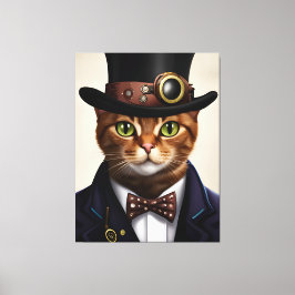 Impressão Em Tela Gato Steampunk