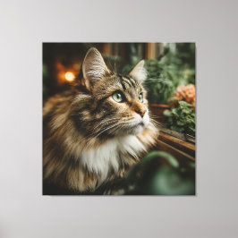 Impressão Em Tela Gato Tabby Fofo de Olhos Verdes