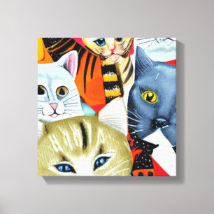 Impressão Em Tela Gatos Brilhantes e Bonitos