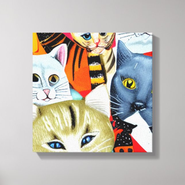 Impressão Em Tela Gatos Brilhantes e Bonitos (Frente)