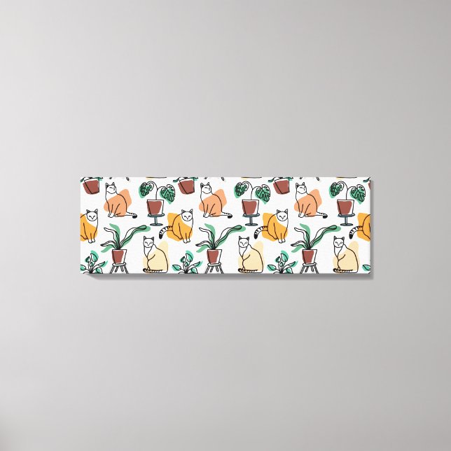 Impressão Em Tela Gatos e flores para desenho de linhagens (Frente)