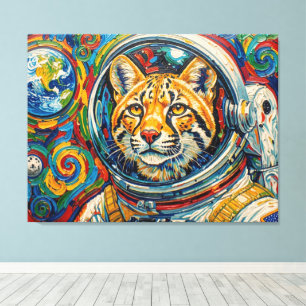IMPRESSÃO EM TELA GATOS NO ESPAÇO-OCELOTE 4