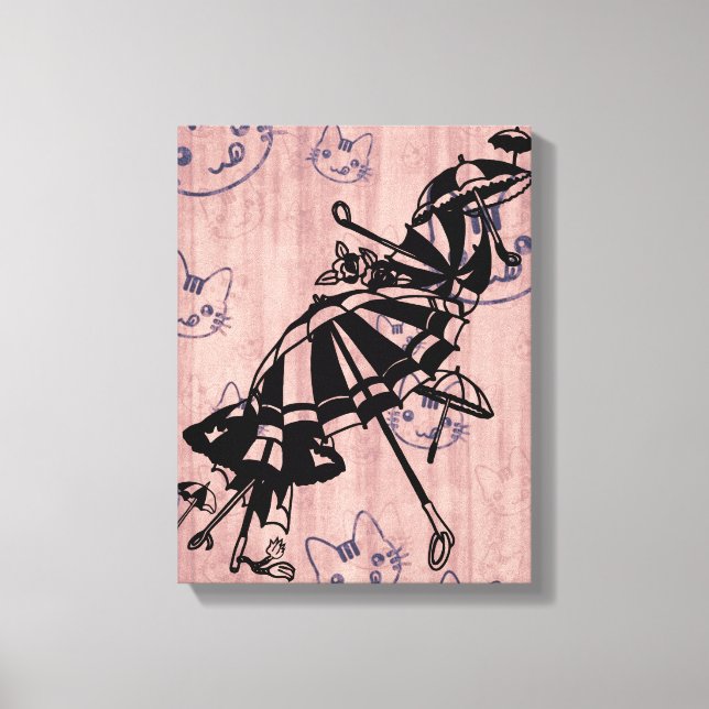 Impressão Em Tela Gatos Rostos Parasóis Guarda-chuvas Desenho de tin (Frente)