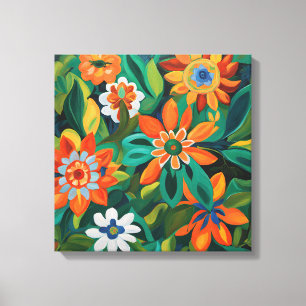 Impressão Em Tela Gauguin Inspirou Laranja Verde Floral