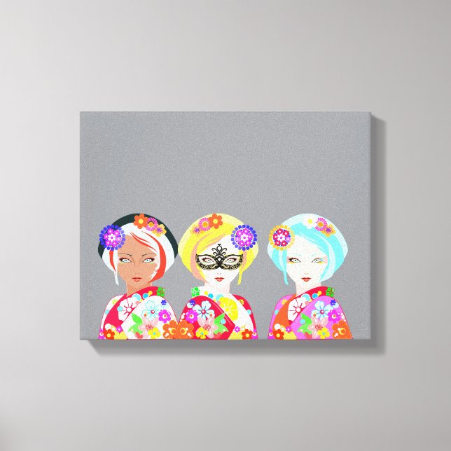 Impressão Em Tela Géishas da Arte Pop (Frente)
