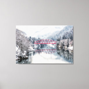 Impressão Em Tela Gelo e neve Ponte vermelha no inverno, Japão