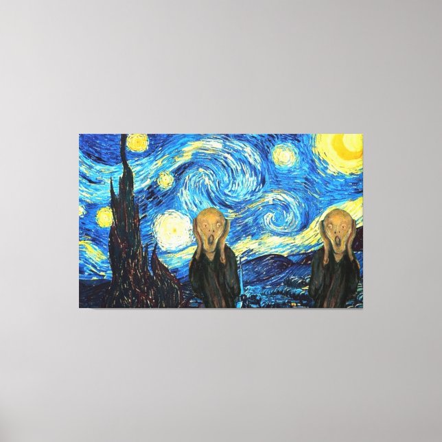 Impressão Em Tela Gêmeos Gritando Noite Estrelada (Frente)