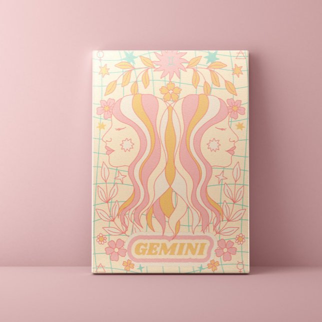 Impressão Em Tela Gemini Celestial Zodiac Pastel Sonha Artes Murais (Criador carregado)