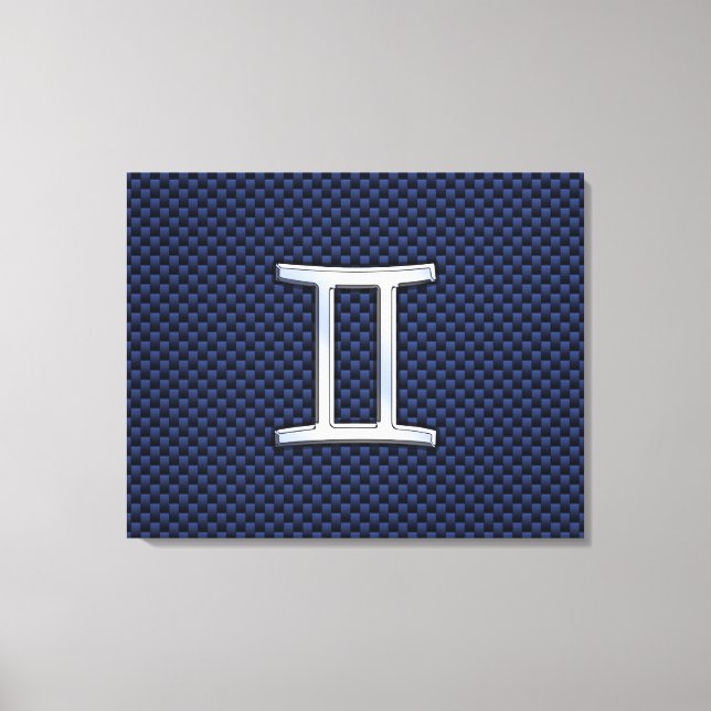 Impressão Em Tela Gemini - Sinal Zodiac no Estilo de Fibra Azul de C (Frente)