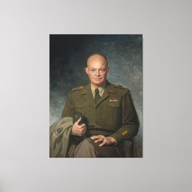 Impressão Em Tela General Dwight Eisenhower 5 Star - Retrato Pintado (Frente)