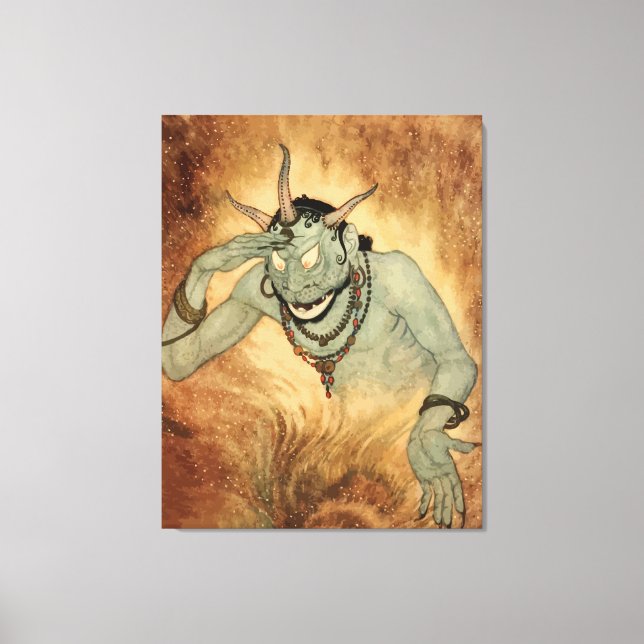 Impressão Em Tela Genie das Noites Árabes por Edmund Dulac (Frente)