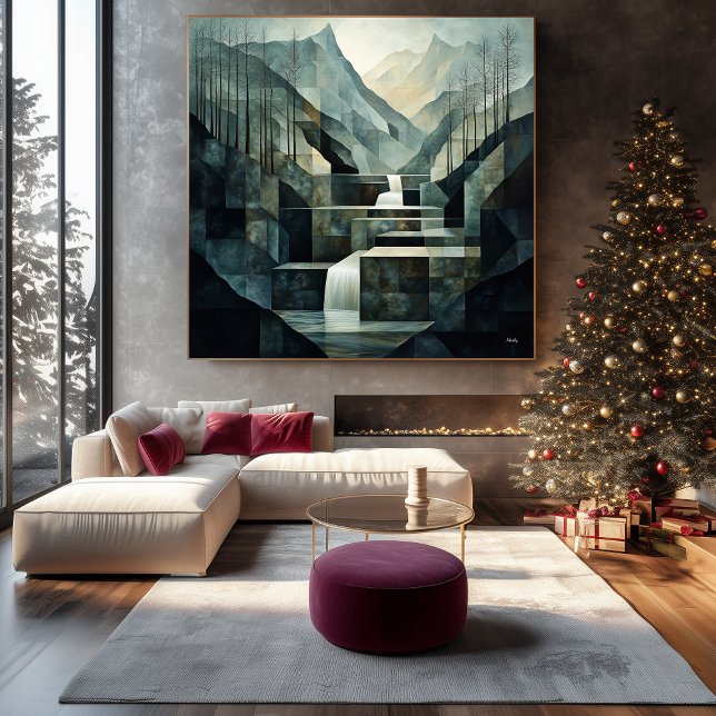 Impressão Em Tela Geometria da queda de água da montanha, Abstrato m (Criador carregado)