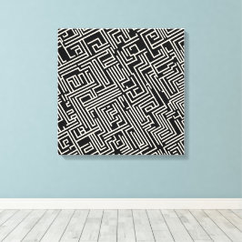 Impressão Em Tela Geometria de Mazama Preto e Branco - Abstrato mini
