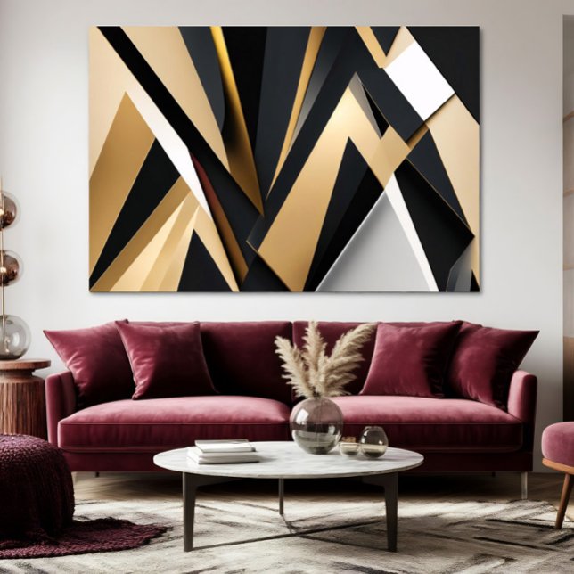 Impressão Em Tela Geometria Dourada de Luxo (Criador carregado)