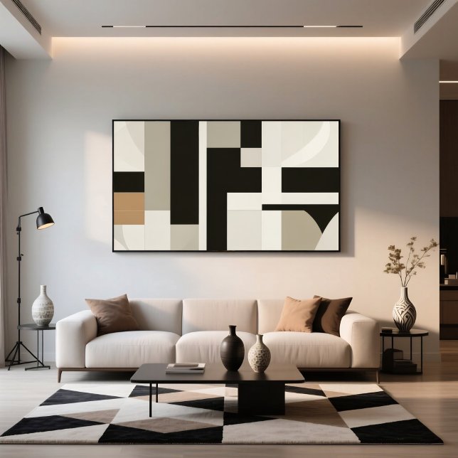 Impressão Em Tela Geometria Neutra Sofisticada (Criador carregado)
