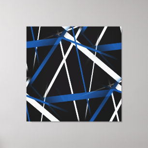 Impressão Em Tela Geometria Urbana Preto Branco Azul
