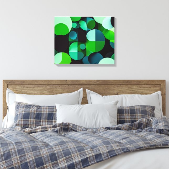 Impressão Em Tela Geometría Verde Vibrante (Insitu(Quarto))