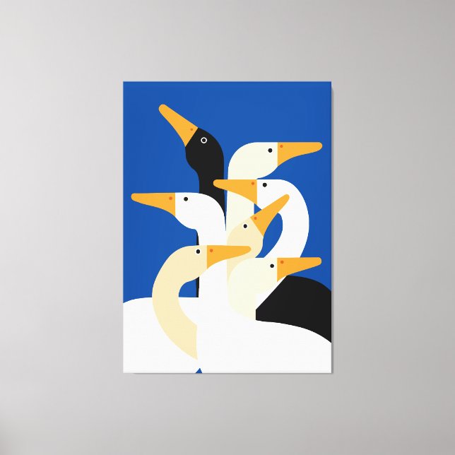 Impressão Em Tela Geometric Duck Flock Art Print Bold Blue Wall (Frente)