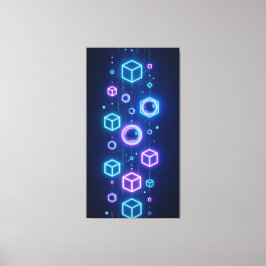 Impressão Em Tela Geometric particles shimmered with neon light