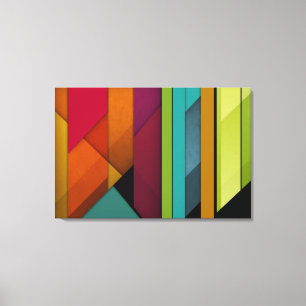 Impressão Em Tela geométrico linear da arte retro abstrata colorida