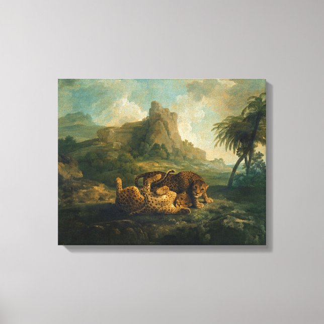 Impressão Em Tela George Stubbs | Leopardos em Play, c.1763-8 (Frente)
