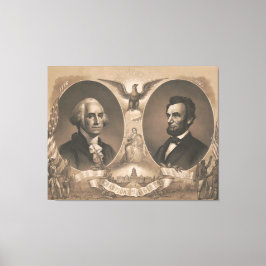 Impressão Em Tela George Washington Abraham Lincoln Eagle US Vintage