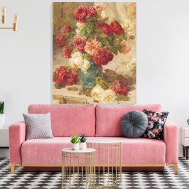 Impressão Em Tela Georges Jeannin - Uma Vida Estática com Rosas em u