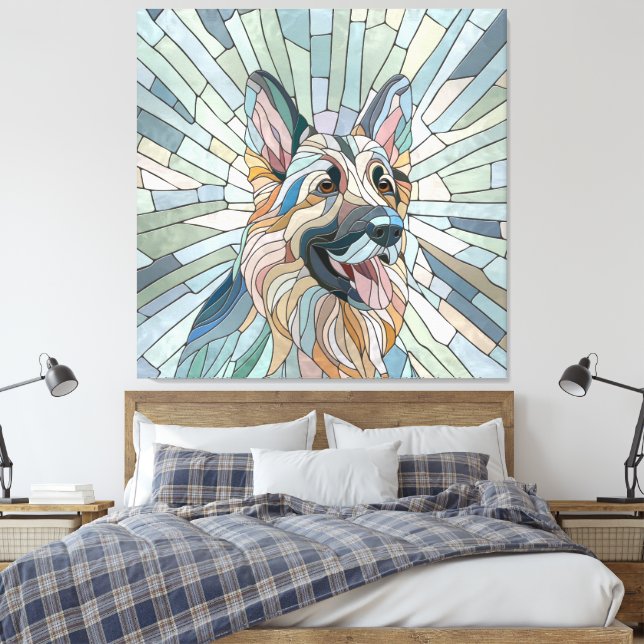 Impressão Em Tela German shepherd - Arte Mosaica (Insitu(Quarto))