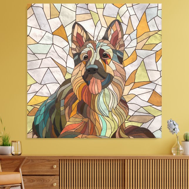 Impressão Em Tela German shepherd - Arte Mosaica (Insitu(Sala de estar))