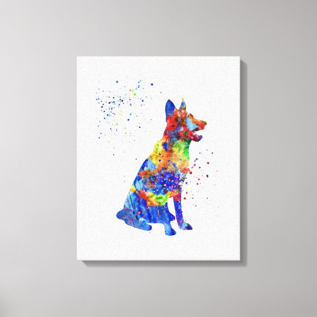 Impressão Em Tela German shepherd, German shepherd de aquarela (Frente)