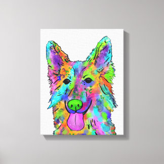 Impressão Em Tela German shepherd Rainbow Dog Painting