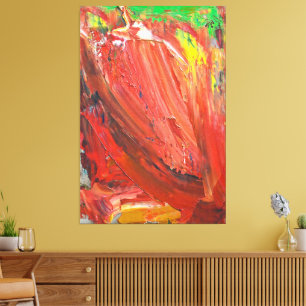 Impressão Em Tela Gesto Vertical Abstrato em Vermelho