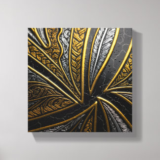 Impressão Em Tela Gilded Fusion–Black & Gold Engraved Metal Wall Art